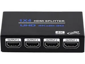 WISDUM 1x4 HDMI Splitter, 1 in 4 Out HDMI Splitter Audio Video Distributor Box Support 3D & 4K x 2K Compatible for HDTV, STB, DVD, PS3, Projector Etc WISDUM 1x4 HDMI Splitter, 1 in 4 Out HDMI Splitter Audio Video Distributor Box Support 3D & 4K x 2K Compatible for HDTV, STB, DVD, PS3, Projector Etc