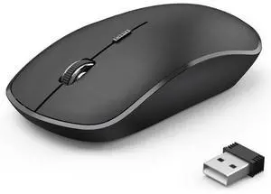 Wireless Mouse 2.4G Portable Slim Silent Computer Mouse Wireless with USB Nano Receiver 2400 DPI for Notebook Laptop PC - Black Wireless Mouse 2.4G Portable Slim Silent Computer Mouse Wireless with USB Nano Receiver 2400 DPI for Notebook Laptop PC - Black