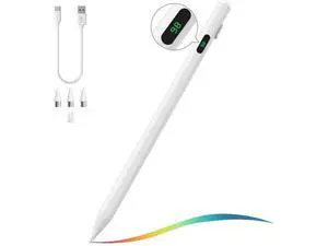 Stylus Pen for Touch Screen Active Universal Stylus Pen Compatible with iPad/iPhone/(Non-S Pen) and Other iOS/Android Smartphone and Tablet Devices Tablet Pencil with Power Display White Stylus Pen for Touch Screen Active Universal Stylus Pen Compatible with iPad/iPhone/(Non-S Pen) and Other iOS/Android Smartphone and Tablet Devices Tablet Pencil with Power Display White