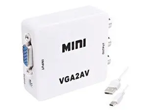 VGA to AV RCA Composite Converter Adapter Box with USB Power Cable HD 1080P Audio Video Converter PC to TV Set Top Box VGA to AV RCA Composite Converter Adapter Box with USB Power Cable HD 1080P Audio Video Converter PC to TV Set Top Box