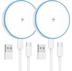 MagSafe Charger 2 Pack 15W Magnetic Wireless Charger Fast Charging Pad Compatible with iPhone 17/16/15/14/13/12 Series & AirPods 3/2/Pro Magnetic MagSafe Charging Pad with Dual Ports MagSafe Charger 2 Pack 15W Magnetic Wireless Charger Fast Charging Pad Compatible with iPhone 17/16/15/14/13/12 Series & AirPods 3/2/Pro Magnetic MagSafe Charging Pad with Dual Ports