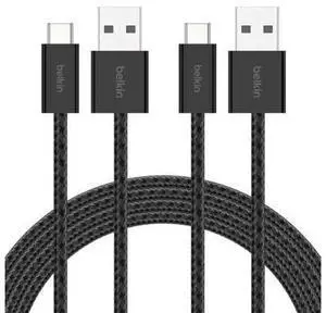 USB A to USB C Cable 2-Pack 6.6ft 15W - Type C Charger iPhone Charger Cord Soft Braided Flexible for iPhone 17 & 16 Galaxy S25 Pixel 10 iPad Pro Switch & More - Black USB A to USB C Cable 2-Pack 6.6ft 15W - Type C Charger iPhone Charger Cord Soft Braided Flexible for iPhone 17 & 16 Galaxy S25 Pixel 10 iPad Pro Switch & More - Black