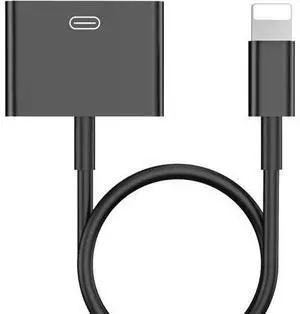 Lightning to 30 Pin Adapter MFi Certified 8-Pin Male to 30-Pin Female Charging Converter with iPhone Connector-No Audio (Black) Lightning to 30 Pin Adapter MFi Certified 8-Pin Male to 30-Pin Female Charging Converter with iPhone Connector-No Audio (Black)