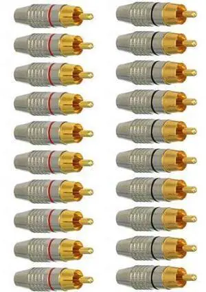 20Pack RCA Male Plug Solder Gold Audio Video Adapter Connector for Speaker Wire Wall Plate Home Theater Audio Video Receiver Amplifiers and Sound Systems 20Pack RCA Male Plug Solder Gold Audio Video Adapter Connector for Speaker Wire Wall Plate Home Theater Audio Video Receiver Amplifiers and Sound Systems