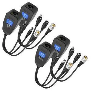 Passive Video Balun 2 Pairs Passive Video Power Balun Audio Connector 960P/1080P BNC to RJ45 Network Transceiver Cat5/Cat6 Adapter with DC Male Female RCA Male Audio for CCTV Security System Passive Video Balun 2 Pairs Passive Video Power Balun Audio Connector 960P/1080P BNC to RJ45 Network Transceiver Cat5/Cat6 Adapter with DC Male Female RCA Male Audio for CCTV Security System