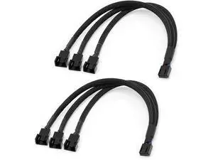 PWM Fan Splitter Adapter Cable Sleeved Braided Y Splitter Computer PC 4 Pin Fan Extension Power Cable 1 to 3 Converter for Computer ATX Case 4-Pin/3-Pin Cooling Fan Cable (11.8" -2 Pack) PWM Fan Splitter Adapter Cable Sleeved Braided Y Splitter Computer PC 4 Pin Fan Extension Power Cable 1 to 3 Converter for Computer ATX Case 4-Pin/3-Pin Cooling Fan Cable (11.8" -2 Pack)