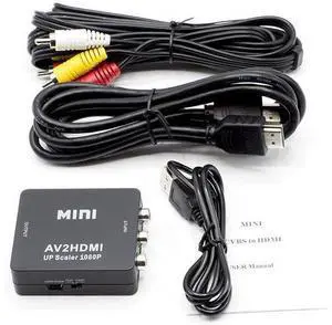 RCA to HDMI Converter (Analog to Digital Converter) - Converts from RCA/Composite/Red-White-Yellow - Does not Work in Reverse - Down CONVERTS - Black Kit RCA to HDMI Converter (Analog to Digital Converter) - Converts from RCA/Composite/Red-White-Yellow - Does not Work in Reverse - Down CONVERTS - Black Kit