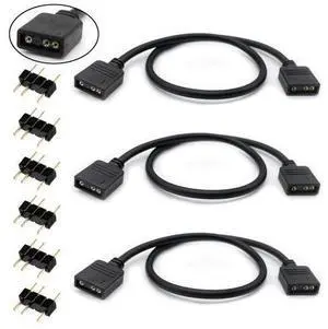 (3-Pack) ARGB Extension Cable, 5V 3-Pin Addressable RGB Cable, 1-to-1 Female to Female for Extending Computer PC Fans/LED Lights, 30cm / 11.8in (3-Pack) ARGB Extension Cable, 5V 3-Pin Addressable RGB Cable, 1-to-1 Female to Female for Extending Computer PC Fans/LED Lights, 30cm / 11.8in
