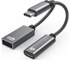USB C to USB Adapter OTG and Charger Cable, 2 in 1 USB-C Splitter with 60W PD Charging Type C OTG and USB A Female Port Compatible with Chr-o-mecast G-o-o-g-l-e TV, i-P-ad Pro, S21/S20, Pixel,L-G G8 USB C to USB Adapter OTG and Charger Cable, 2 in 1 USB-C Splitter with 60W PD Charging Type C OTG and USB A Female Port Compatible with Chr-o-mecast G-o-o-g-l-e TV, i-P-ad Pro, S21/S20, Pixel,L-G G8