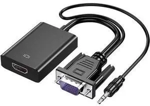 VGA to HDMI Adapter for Connecting Traditional VGA Interface Laptop, PC to HDMI Monitor or Projector, Hannord 1080P VGA Male to HDMI Female Converter with 3.5mm Audio Lead and Power Supply Port VGA to HDMI Adapter for Connecting Traditional VGA Interface Laptop, PC to HDMI Monitor or Projector, Hannord 1080P VGA Male to HDMI Female Converter with 3.5mm Audio Lead and Power Supply Port