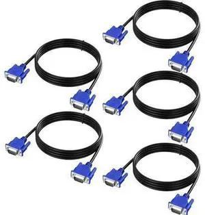 VGA Cable 5 Feet 5-Pack, Male VGA to VGA Male Monitor Computer Cable Adapter Cord HD15 1080P Full HD High Resolutionfor TV Computer Projector-Blue VGA Cable 5 Feet 5-Pack, Male VGA to VGA Male Monitor Computer Cable Adapter Cord HD15 1080P Full HD High Resolutionfor TV Computer Projector-Blue