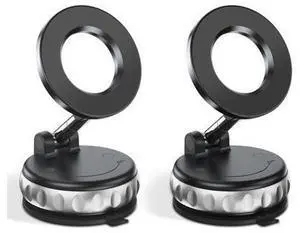 2-Pack Vacuum Suction Magnetic Phone Holder for Car Dashboard, Windshield - Hands-Free Strong Grip Mount with 360° Rotation for iPhone & Android Phones 2-Pack Vacuum Suction Magnetic Phone Holder for Car Dashboard, Windshield - Hands-Free Strong Grip Mount with 360° Rotation for iPhone & Android Phones