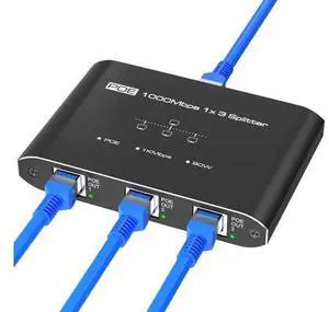 PoE Switch 1 in 3 Out, 3 Port Gigabit PoE Splitter, IEEE 802.3at/af Compliant, 30W per Port Power Over Ethernet Hub for IP Cameras/Access Points/VoIP Phones (328 Ft), Network for Cat5e/6/7/8 Cable PoE Switch 1 in 3 Out, 3 Port Gigabit PoE Splitter, IEEE 802.3at/af Compliant, 30W per Port Power Over Ethernet Hub for IP Cameras/Access Points/VoIP Phones (328 Ft), Network for Cat5e/6/7/8 Cable