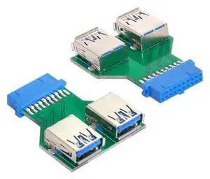 For Motherboard Dual USB 3.0 A Type Female to Motherboard 20/19 Pin Box Header Slot Adapter PCBA For Motherboard Dual USB 3.0 A Type Female to Motherboard 20/19 Pin Box Header Slot Adapter PCBA
