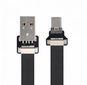 USB 2.0 Type-A Male to USB-C Type-C Male Data Flat Slim FPC Cable for FPV Disk Phone USB 2.0 Type-A Male to USB-C Type-C Male Data Flat Slim FPC Cable for FPV Disk Phone