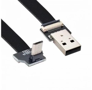 Up Angled USB 2.0 Type-A Male to Micro USB 5Pin Male Data Flat Slim FPC Cable for FPV Disk Phone Up Angled USB 2.0 Type-A Male to Micro USB 5Pin Male Data Flat Slim FPC Cable for FPV Disk Phone