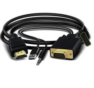 Computer to TV screen projection HDMI-TV- VGA conversion cable with audio and power supply, 1.8 meters, HDTV to VGA converter Computer to TV screen projection HDMI-TV- VGA conversion cable with audio and power supply, 1.8 meters, HDTV to VGA converter