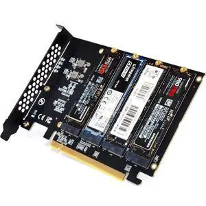 PCIE4.0 X16 to 4-Drive NVME Adapter M.2 M-Key SSD Array Card Non-stackable 16.7CM No Hard Drive PCIE4.0 X16 to 4-Drive NVME Adapter M.2 M-Key SSD Array Card Non-stackable 16.7CM No Hard Drive