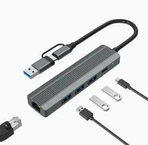 USB/Type-C Multi-function Expansion Dock, Extending 3 USB 3.0 Ports + Gigabit Network Port Compatibility USB/Type-C Multi-function Expansion Dock, Extending 3 USB 3.0 Ports + Gigabit Network Port Compatibility