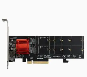 PCIE3.1 X8 dual M.2 hard drive expansion card ASM18 12 supporting NVME protocol full-speed expansion card PCIE3.1 X8 dual M.2 hard drive expansion card ASM18 12 supporting NVME protocol full-speed expansion card