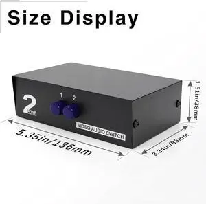 2 Port RCA AV Switch Box, 2 in 1 Out Composite Video Audio Selector, RCA Switcher for DVD, Game Console, STB to TV 2 Port RCA AV Switch Box, 2 in 1 Out Composite Video Audio Selector, RCA Switcher for DVD, Game Console, STB to TV