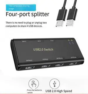 USB hub printer sharer, binary to quaternary output multi-interface splitter, 4-port computer keyboard and mouse switcher USB hub printer sharer, binary to quaternary output multi-interface splitter, 4-port computer keyboard and mouse switcher