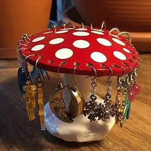 Cute Red Mushroom Jewelry Holder,Resin Earring Holder Organizer,Earring Display Holder Stand Earring Organizer,Earring Holder & 26 Hooks Cute Red Mushroom Jewelry Holder,Resin Earring Holder Organizer,Earring Display Holder Stand Earring Organizer,Earring Holder & 26 Hooks