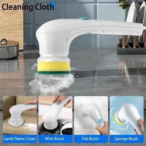 Handheld Electric Cleaning Brush, Cordless Rechargeable Scrubber with 5 Heads, Bathroom Tile & Kitchen Degreaser Handheld Electric Cleaning Brush, Cordless Rechargeable Scrubber with 5 Heads, Bathroom Tile & Kitchen Degreaser