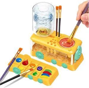 Automatic Paint Brush Rinser, Rotating Watercolor & Acrylic Brush Cleaner, Hands-Free Art Tool Washing Station for Clear Water, Compact ABS Plastic Desk Accessory (1 PC) yellow Automatic Paint Brush Rinser, Rotating Watercolor & Acrylic Brush Cleaner, Hands-Free Art Tool Washing Station for Clear Water, Compact ABS Plastic Desk Accessory (1 PC) yellow