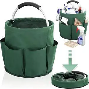 Portable Garden Tool Organizer Basket with 6 Pockets, Green Oxford Cloth Storage Tote with Comfortable Handle for Gardening, Picnic, Travel (Military green) Portable Garden Tool Organizer Basket with 6 Pockets, Green Oxford Cloth Storage Tote with Comfortable Handle for Gardening, Picnic, Travel (Military green)
