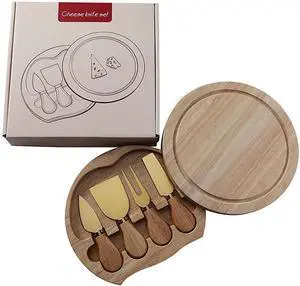 Cheese Knife Set with Round Wooden Cutting Board, 4-Piece,Steel
Swivel Storage Drawer, Wood Handle Knives, Charcuterie Board, Multiple Finish Options, Compac gold Cheese Knife Set with Round Wooden Cutting Board, 4-Piece,Steel
Swivel Storage Drawer, Wood Handle Knives, Charcuterie Board, Multiple Finish Options, Compac gold