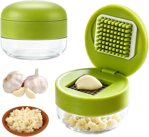 Mini Garlic Chopper and Press with Container, Manual Garlic Twister Masher and Crusher,Garlic Press Stainless Steel for Kitchen Cooking and Food Prep1 Mini Garlic Chopper and Press with Container, Manual Garlic Twister Masher and Crusher,Garlic Press Stainless Steel for Kitchen Cooking and Food Prep1