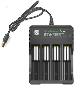 4-Slot Battery Charger Rechargeable Battery Charger for Li-ion 18650 14500 16340 Battery Use to Flashlight Headlamp Tools (Not Battery) 4-Slot Battery Charger Rechargeable Battery Charger for Li-ion 18650 14500 16340 Battery Use to Flashlight Headlamp Tools (Not Battery)