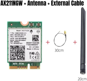 YEPLOOK WiFi 6E AX211NGW Tri-Band 2.4G/5G/6Ghz Wireless Network Wifi Card Adapter for Bluetooth 5.2 AX211 M.2 KeyE CNVio Windows11 with 1x Antenna & 1x Cable YEPLOOK WiFi 6E AX211NGW Tri-Band 2.4G/5G/6Ghz Wireless Network Wifi Card Adapter for Bluetooth 5.2 AX211 M.2 KeyE CNVio Windows11 with 1x Antenna & 1x Cable