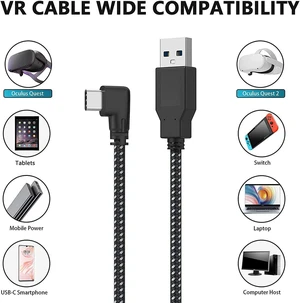 20ft / 6M Nylon Braided VR Link Cable for Oculus Quest 2 and PC/Steam VR Quest VR Headset, Right-Angled 90 Degree USB A to USB C 5Gbps High Speed Data Transfer Charging Cord for Gaming PC ( A to C 6M) 20ft / 6M Nylon Braided VR Link Cable for Oculus Quest 2 and PC/Steam VR Quest VR Headset, Right-Angled 90 Degree USB A to USB C 5Gbps High Speed Data Transfer Charging Cord for Gaming PC ( A to C 6M)