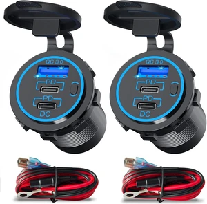 USB C Car Charger Socket 12V USB Outlet 2 Pack,78W RV USB Outlet Dual 24W PD USB-C and 18W QC3.0 Car USB Port with Button Switch Waterproof for Car RV Boat Marine Truck Motorcycle ect USB C Car Charger Socket 12V USB Outlet 2 Pack,78W RV USB Outlet Dual 24W PD USB-C and 18W QC3.0 Car USB Port with Button Switch Waterproof for Car RV Boat Marine Truck Motorcycle ect