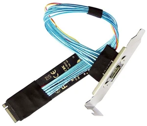 Oculink SFF-8612 to PCI-E 4.0 NVME M.2 M-Key Host Extension Cable Adapter with 8/12cm Slot Bracket for External Graphics Card & SSD Oculink SFF-8612 to PCI-E 4.0 NVME M.2 M-Key Host Extension Cable Adapter with 8/12cm Slot Bracket for External Graphics Card & SSD