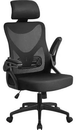 Yaheetech Ergonomic Office Chair, High Back Desk Chair with Headrest and Flip-up Armrest Lumbar Support for Home Office Meeting Room Study, Black Yaheetech Ergonomic Office Chair, High Back Desk Chair with Headrest and Flip-up Armrest Lumbar Support for Home Office Meeting Room Study, Black