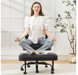 Criss Cross Legged Office Chair with Wheels,Swivel Meditation Chair for ADHD,Ergonomic Cross Legged Desk Chair with Thicken Adjustable Footstool,PU Sitting Fidgeting Kneeling Chair for Home Yoga Black Criss Cross Legged Office Chair with Wheels,Swivel Meditation Chair for ADHD,Ergonomic Cross Legged Desk Chair with Thicken Adjustable Footstool,PU Sitting Fidgeting Kneeling Chair for Home Yoga Black