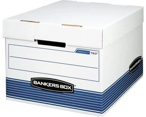 Bankers Box 20 Pack STOR/FILE Medium-Duty File Storage Boxes, FastFold, Lift-Off Lid, Letter/Legal, White/Blue Bankers Box 20 Pack STOR/FILE Medium-Duty File Storage Boxes, FastFold, Lift-Off Lid, Letter/Legal, White/Blue