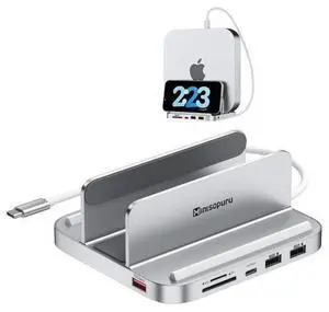 Minisopuru Mac Mini Dock & Stand with M.2 NVMe SSD Enclosure, Upgrade 8 in 1 Mac Mini hub Support 10Gbps USB C/A, TF& SD, Audio Jack, Mac Mini Accessories for Mac Mini M2/M1 (Not for Mac Mini M4) Minisopuru Mac Mini Dock & Stand with M.2 NVMe SSD Enclosure, Upgrade 8 in 1 Mac Mini hub Support 10Gbps USB C/A, TF& SD, Audio Jack, Mac Mini Accessories for Mac Mini M2/M1 (Not for Mac Mini M4)