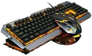 Gaming Keyboard and Mouse Combo Orange Yellow Backlit LED Backlight Keyboard Computer Gaming Keyboad Lighted PC Gaming Mouse USB Keyboard Clicky Key Silver Metal Structure for Xbox PS4 PS3 Working Gaming Keyboard and Mouse Combo Orange Yellow Backlit LED Backlight Keyboard Computer Gaming Keyboad Lighted PC Gaming Mouse USB Keyboard Clicky Key Silver Metal Structure for Xbox PS4 PS3 Working