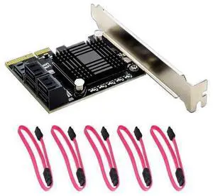OIAGLH JMB585 Chip 5 Port SATA 3.0 to PCIe Expansion Card 4X Gen 3 PCI Express SATA Adapter SATA 3 Converter with Heat Sink for HDD SSD OIAGLH JMB585 Chip 5 Port SATA 3.0 to PCIe Expansion Card 4X Gen 3 PCI Express SATA Adapter SATA 3 Converter with Heat Sink for HDD SSD