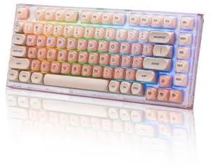 Womier X75 75% Wireless Mechanical Keyboard, Hot Swappable Computer Creamy Keyboard, Foundation Jelly Keycaps, Pre-lubed Switches Gasket Mount RGB Backlit Gaming Keyboards for Win/Mac, Pink Womier X75 75% Wireless Mechanical Keyboard, Hot Swappable Computer Creamy Keyboard, Foundation Jelly Keycaps, Pre-lubed Switches Gasket Mount RGB Backlit Gaming Keyboards for Win/Mac, Pink