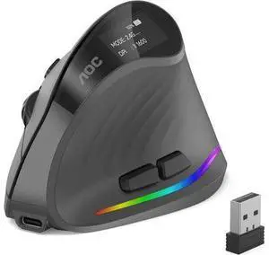 Ergonomic Mouse Wireless Rechargeable Bluetooth Vertical Mouse with RGB 4800 DPI Optical Tracking 2.4G Computer Mouse Compatible with Laptop PC Mac and Desktop - Gray Ergonomic Mouse Wireless Rechargeable Bluetooth Vertical Mouse with RGB 4800 DPI Optical Tracking 2.4G Computer Mouse Compatible with Laptop PC Mac and Desktop - Gray