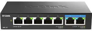 D-Link 7-Port 2.5GB Unmanaged Gaming Switch with 2 x 2.5G, 5 x 10/100/1000 Mbps - Multi-Gig, Network, Fanless, Plug & Play (DMS-107) Black D-Link 7-Port 2.5GB Unmanaged Gaming Switch with 2 x 2.5G, 5 x 10/100/1000 Mbps - Multi-Gig, Network, Fanless, Plug & Play (DMS-107) Black