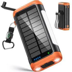 Solar Power Bank Portable Charger:66800mAh Built in Hand Crank and 3 Cables 22.5W Fast Charging Phone External Battery Pack(5 Outputs & 5 Inputs) with Camping Flashlights/Table Lamp/Compass Solar Power Bank Portable Charger:66800mAh Built in Hand Crank and 3 Cables 22.5W Fast Charging Phone External Battery Pack(5 Outputs & 5 Inputs) with Camping Flashlights/Table Lamp/Compass