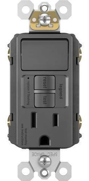 Legrand radiant 1597SWTTRBKCCD4 15 Amp Combination GFCI Self Test Tamper-Resistant Decorator Outlet with Single Pole Light Switch, Black (1 Count) Legrand radiant 1597SWTTRBKCCD4 15 Amp Combination GFCI Self Test Tamper-Resistant Decorator Outlet with Single Pole Light Switch, Black (1 Count)