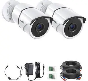 ZOSI 2 Pack 1080P Home Security Cameras with Audio Recording,Built-in Microphone,1920TVL 2.0MP HD-TVI Surveillance Cameras with 120ft IR Night Vision,Waterproof Surveillance Bullet Camera System ZOSI 2 Pack 1080P Home Security Cameras with Audio Recording,Built-in Microphone,1920TVL 2.0MP HD-TVI Surveillance Cameras with 120ft IR Night Vision,Waterproof Surveillance Bullet Camera System