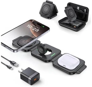 3 in 1 Charging Station for Foldable Travel Wireless Charger for iPhone 17 16 15 14 13 12 Pro Max Plus Magnetic Wireless Charging Pad for AirPods Wireless Charger for iWatch Series 3 in 1 Charging Station for Foldable Travel Wireless Charger for iPhone 17 16 15 14 13 12 Pro Max Plus Magnetic Wireless Charging Pad for AirPods Wireless Charger for iWatch Series